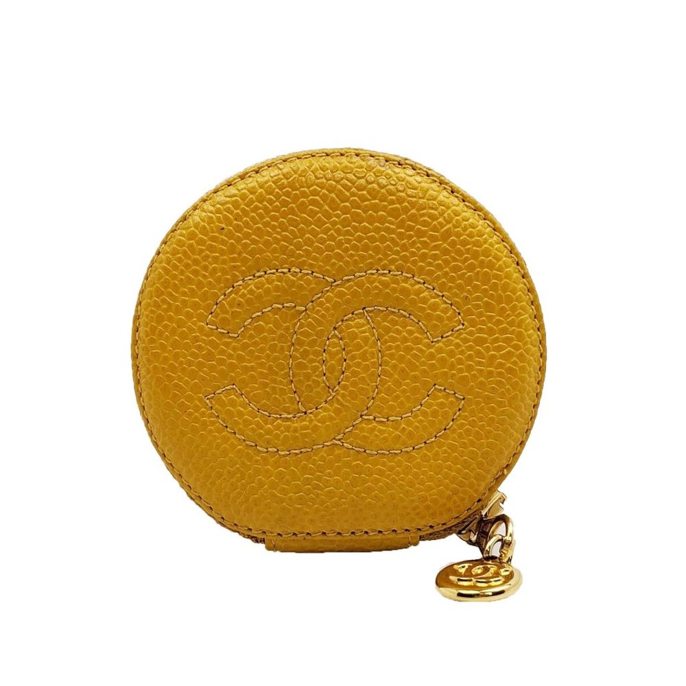 SOLD Chanel Yellow Leather Round Jewelry Case - Picture 2 of 7
